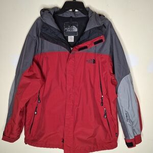 North Face Men's Shell Coat Jacket Large Red Gray